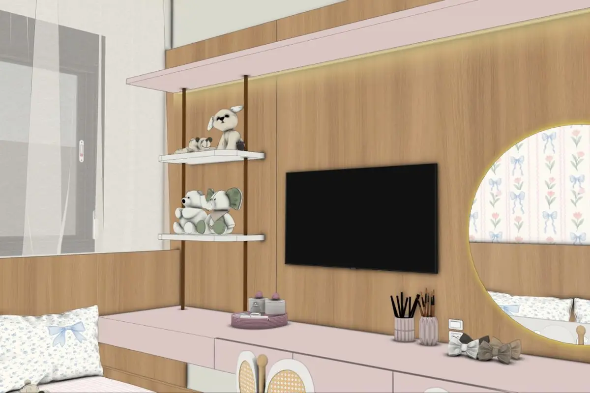 Modelagem SketchUp — painel do quarto infantil
