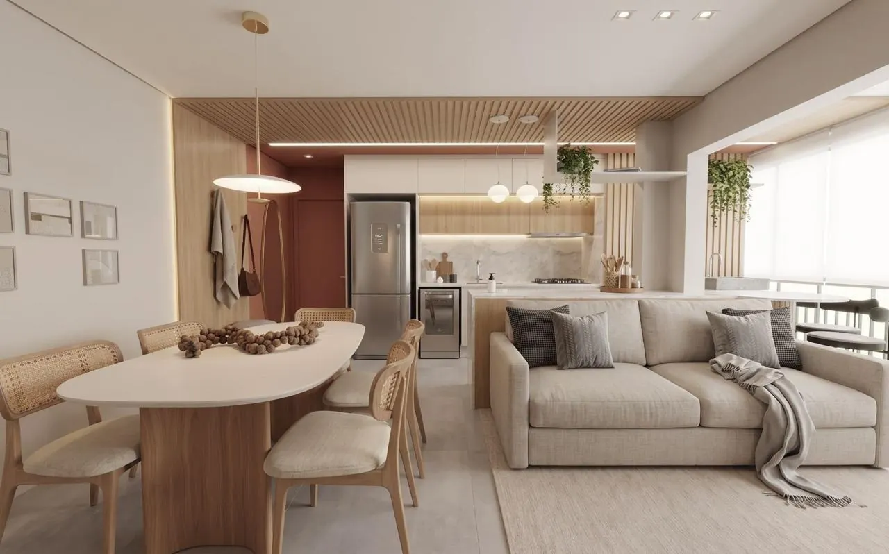 Render fotorrealista gerado pelo Genius — sala integrada