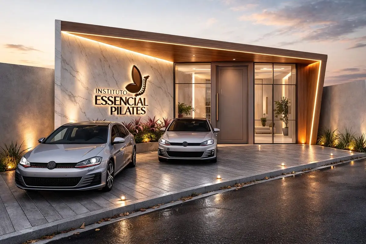 Render Genius — fachada comercial de estúdio de pilates