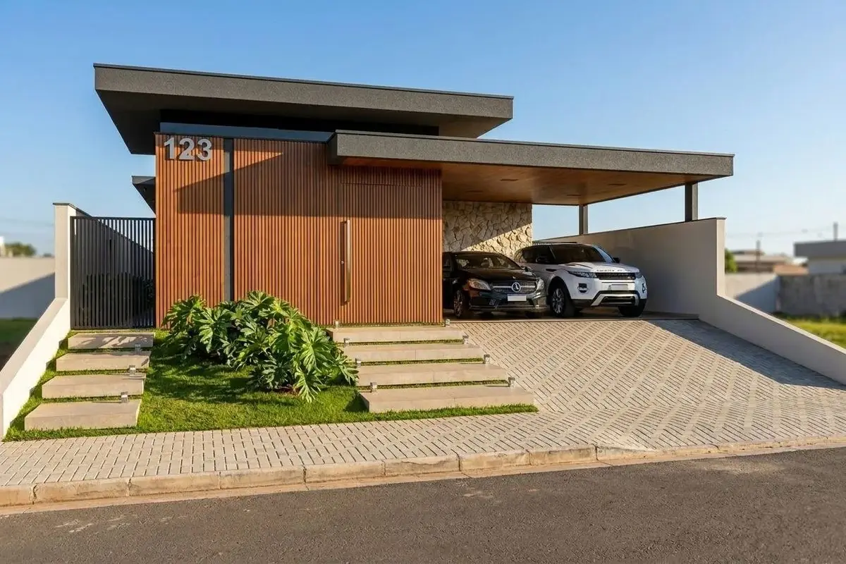 Render Genius — fachada residencial com carport